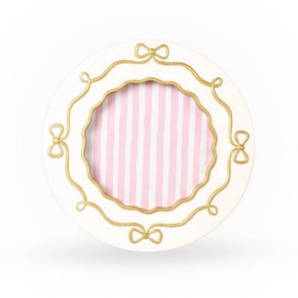 New! Target Bullseye Playground 6" Round Picture Frame with Gold Bow Accents